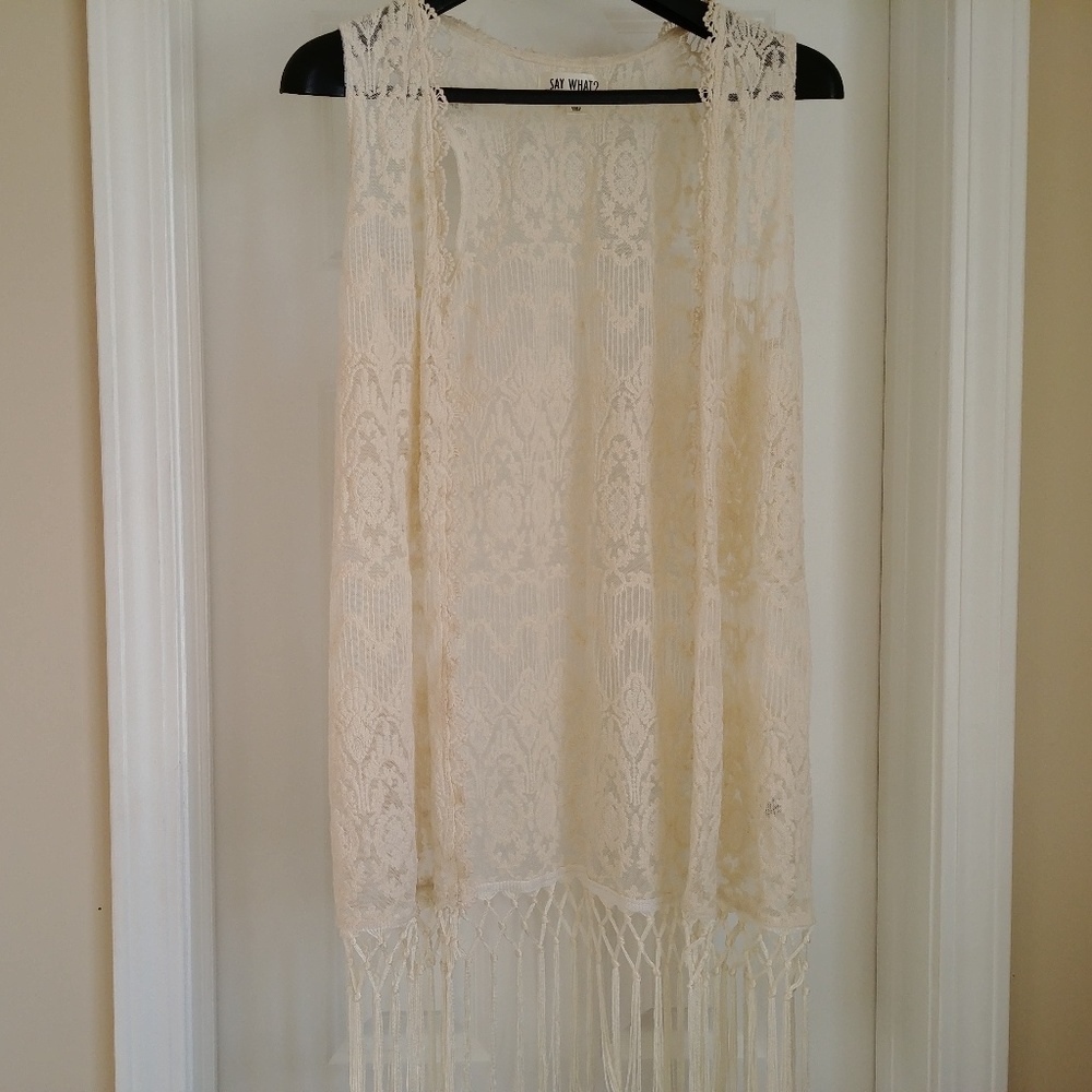 BOHO Say What? Knit Vest with Fringe Coachella